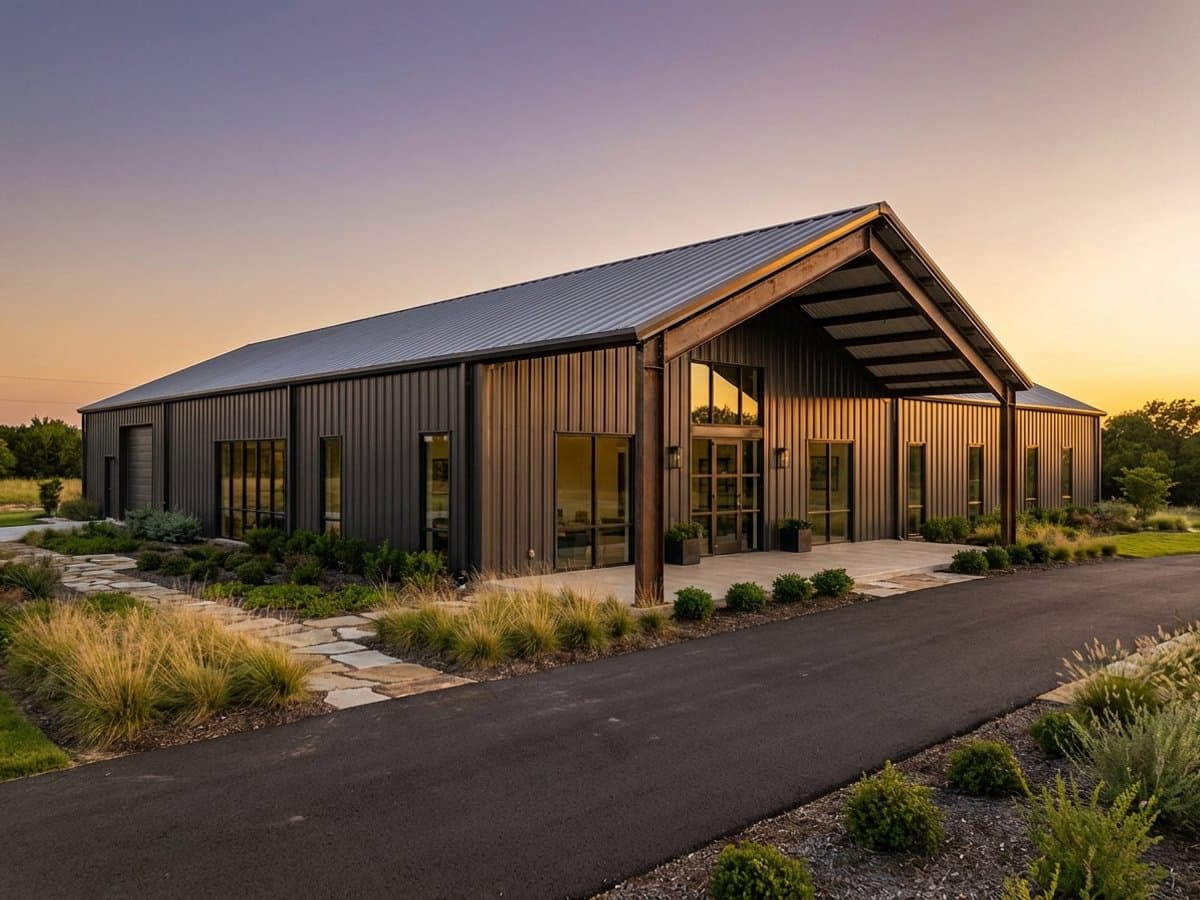Barndominium style steel building
