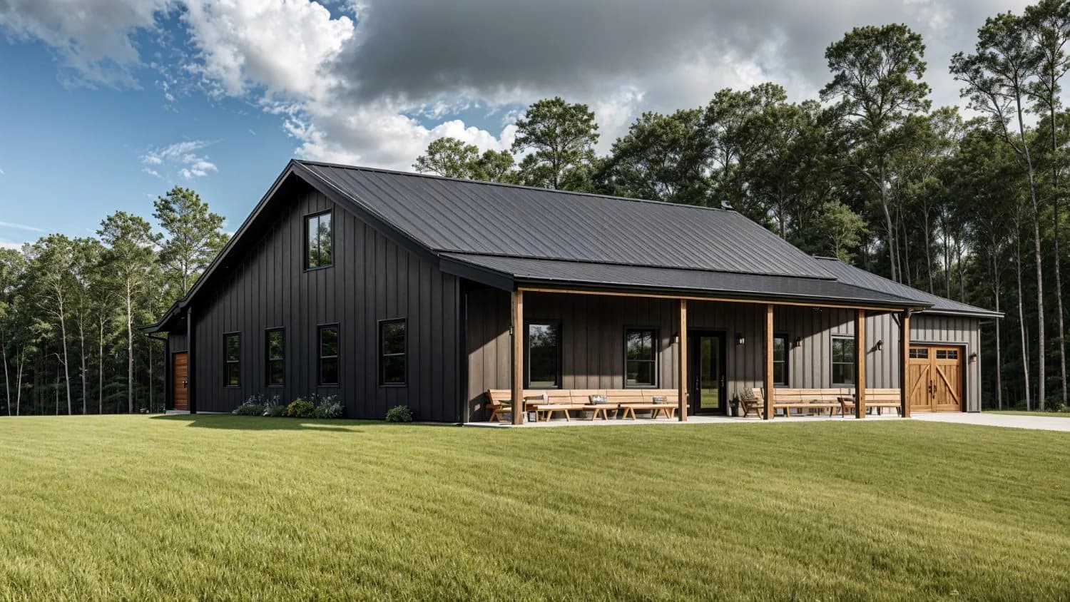 Compact 30x50 steel barndominium exterior