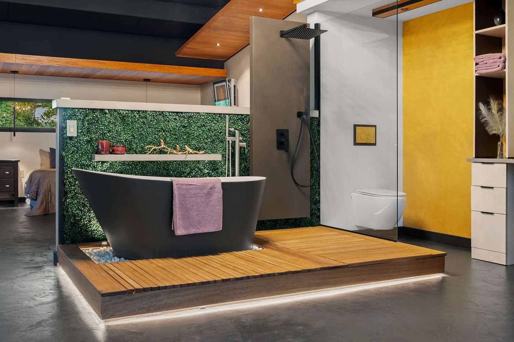 Master bathroom with freestanding tub and walk-in shower