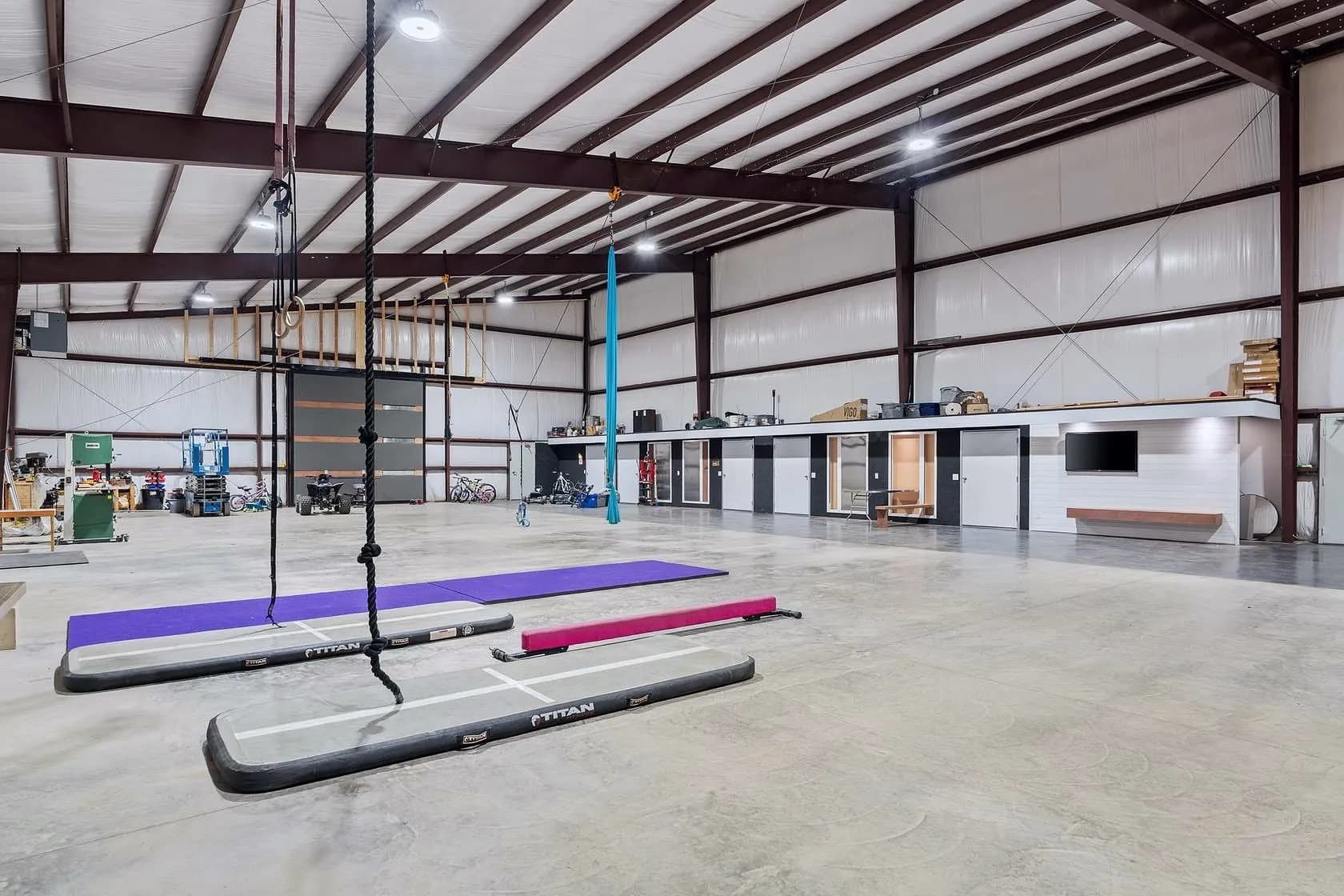 Finished shop interior with epoxy floors